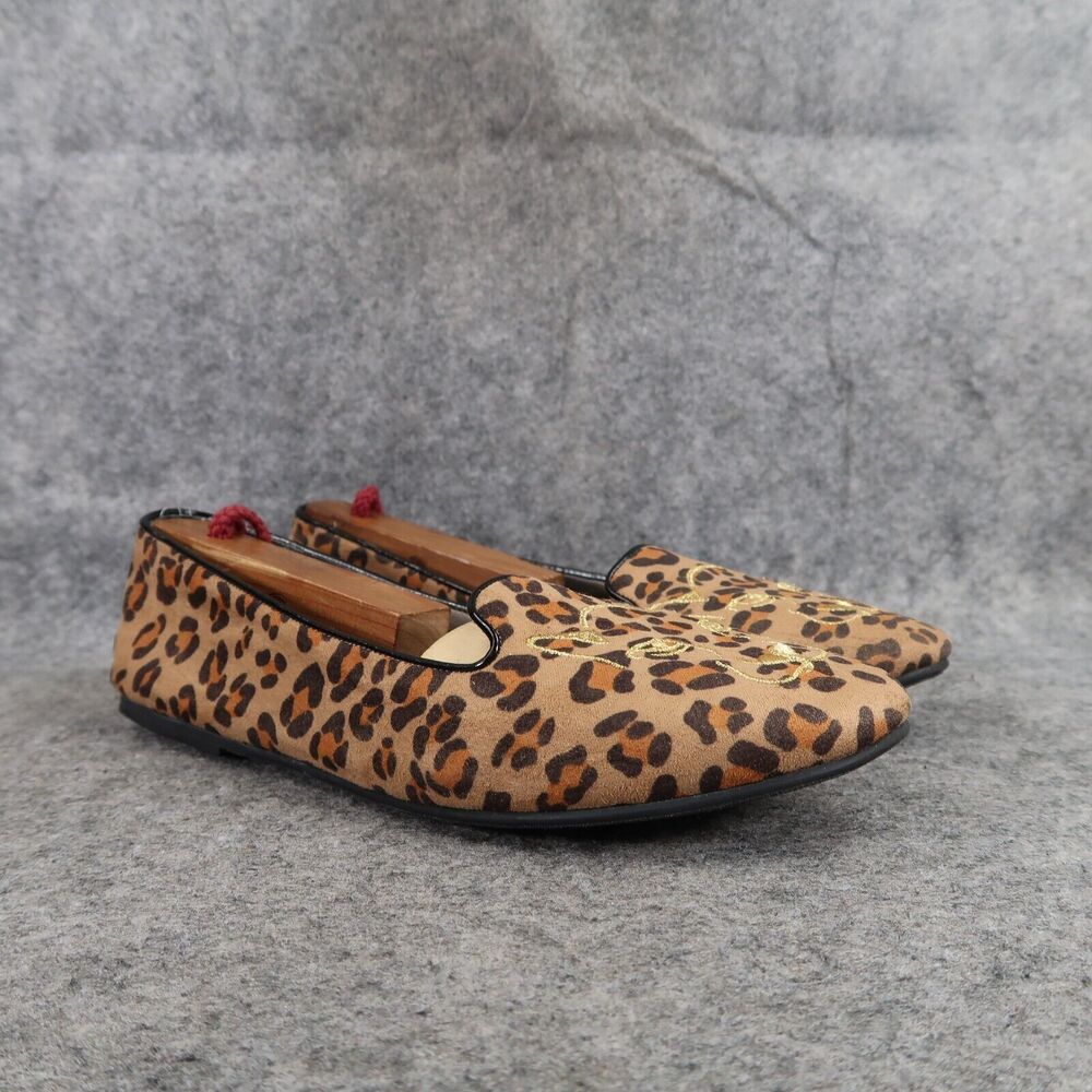 Abound Shoes Womens 5.5 Flats Fashion Slip On Leopard Print Embroidered Slipper